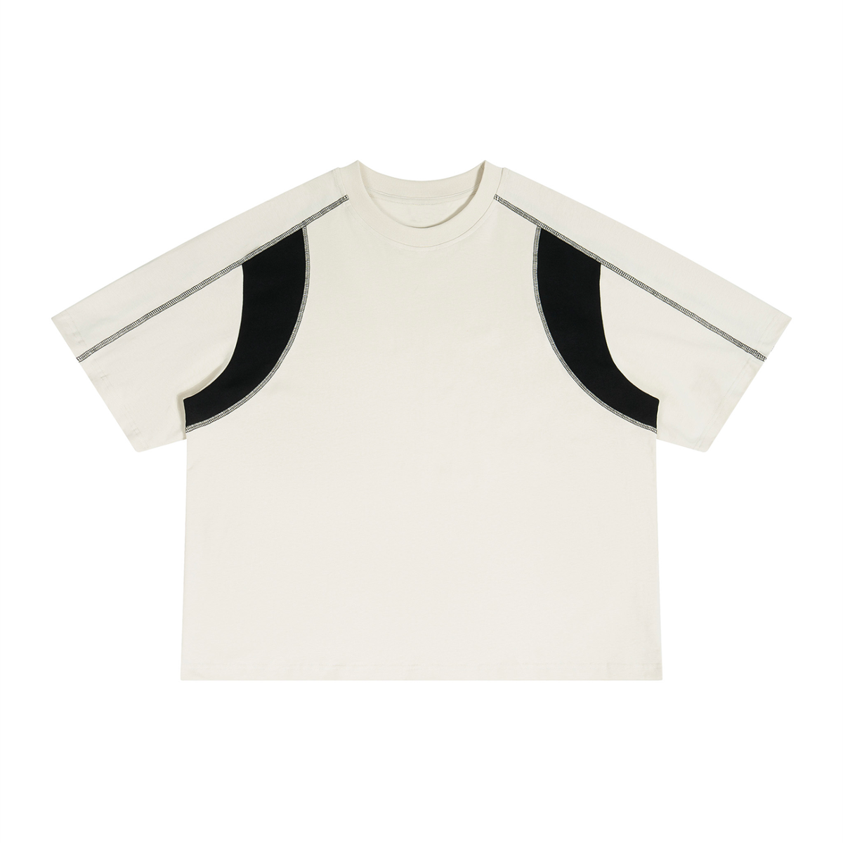 Unisex Loose Raglan Color Block T-Shirt in apricot with black