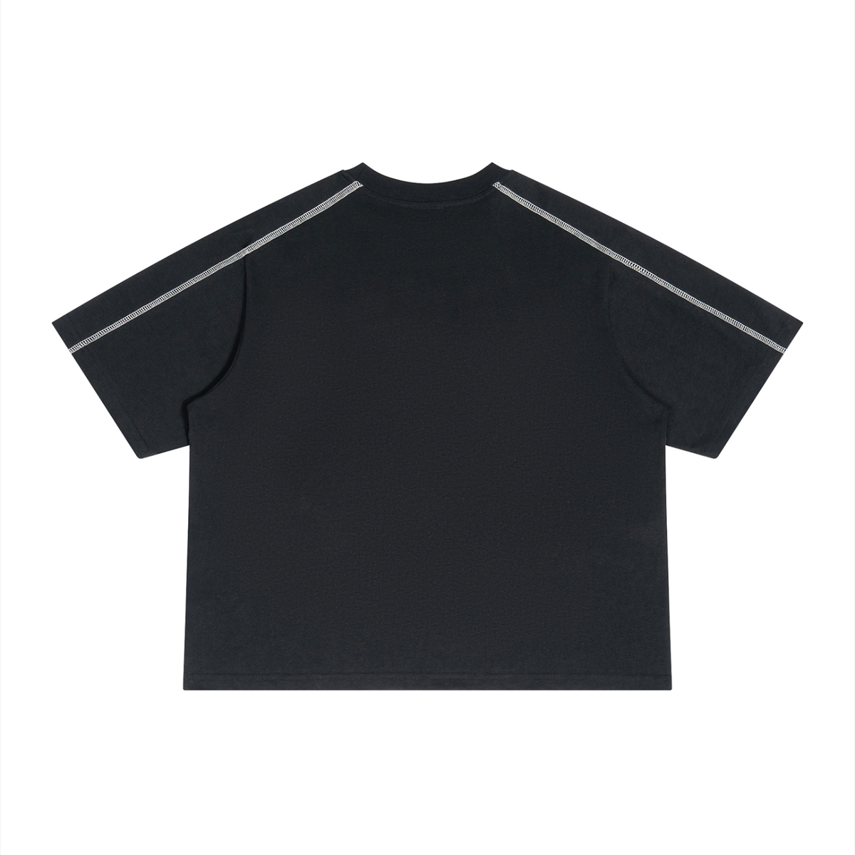 Unisex Loose Raglan Color Block T-Shirt in black with white, alternate angle
