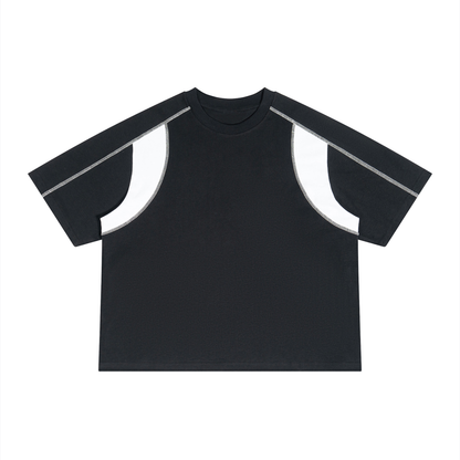 Unisex Loose Raglan Color Block T-Shirt in black with white