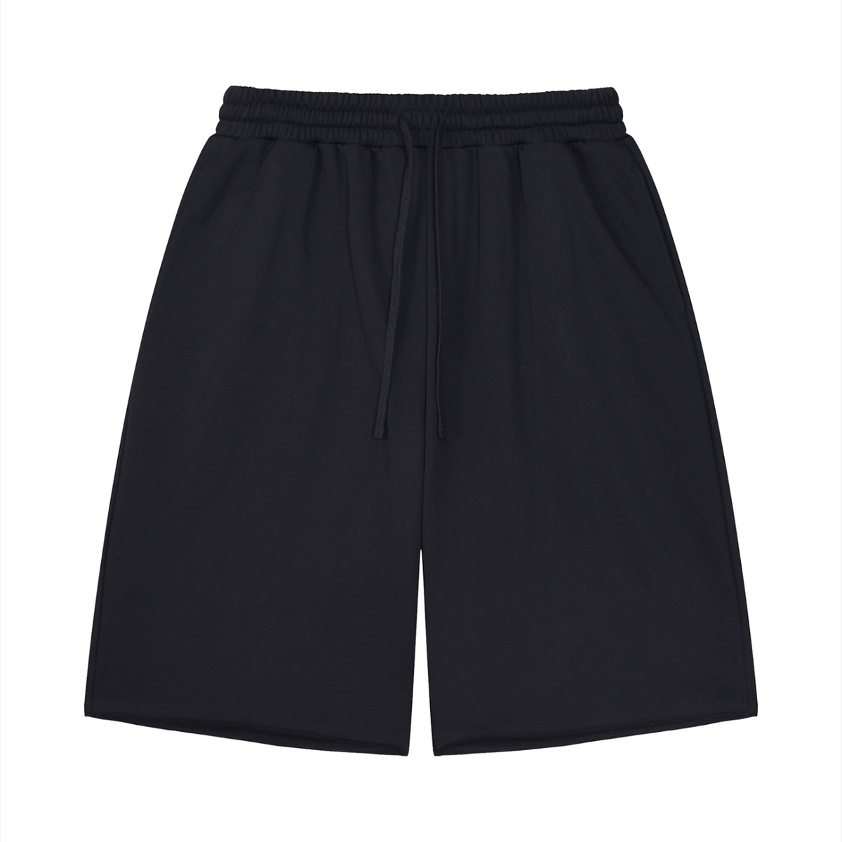 Unisex Loose Raw Edge Shorts in black
