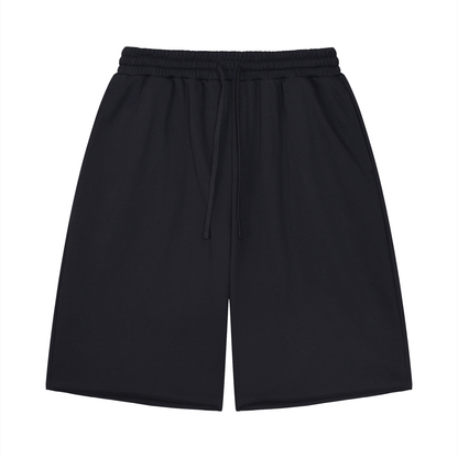 Unisex Loose Raw Edge Shorts in black