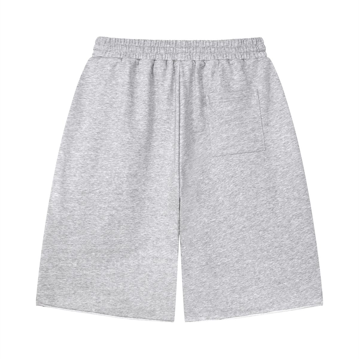 Unisex Loose Raw Edge Shorts in flower gray, alternate angle