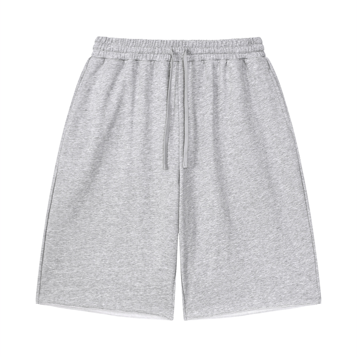 Unisex Loose Raw Edge Shorts in flower gray