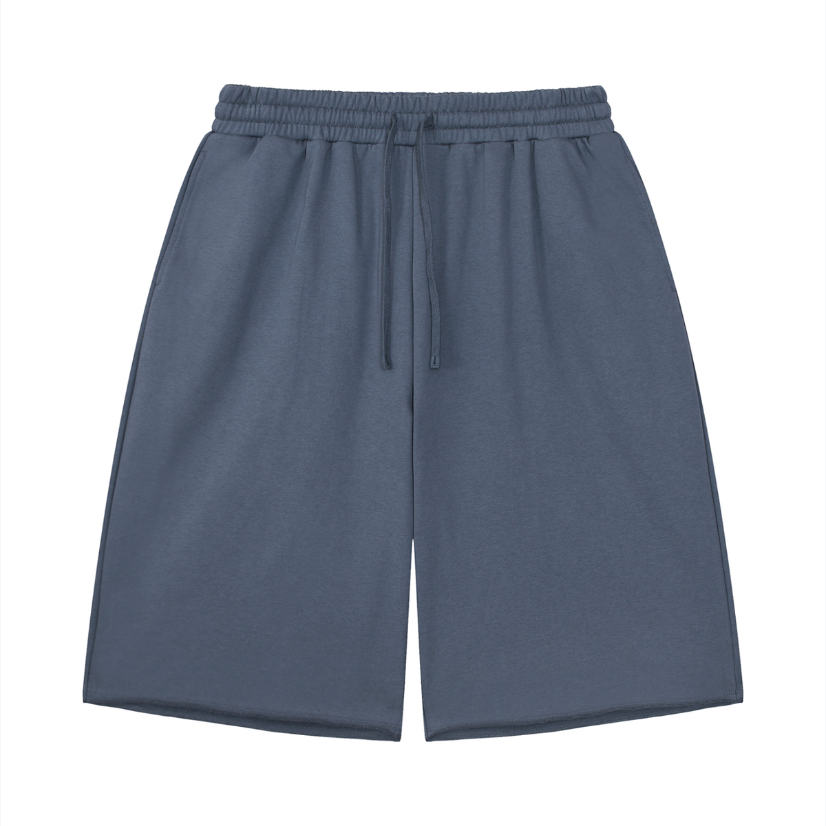 Unisex Loose Raw Edge Shorts in jeans blue