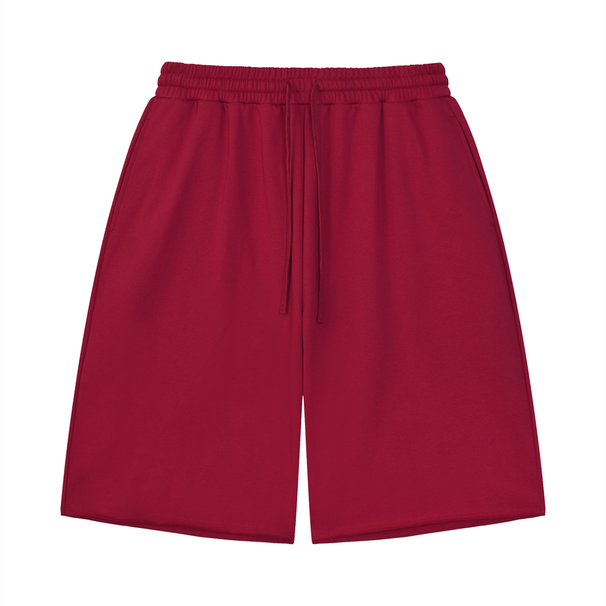 Unisex Loose Raw Edge Shorts in red