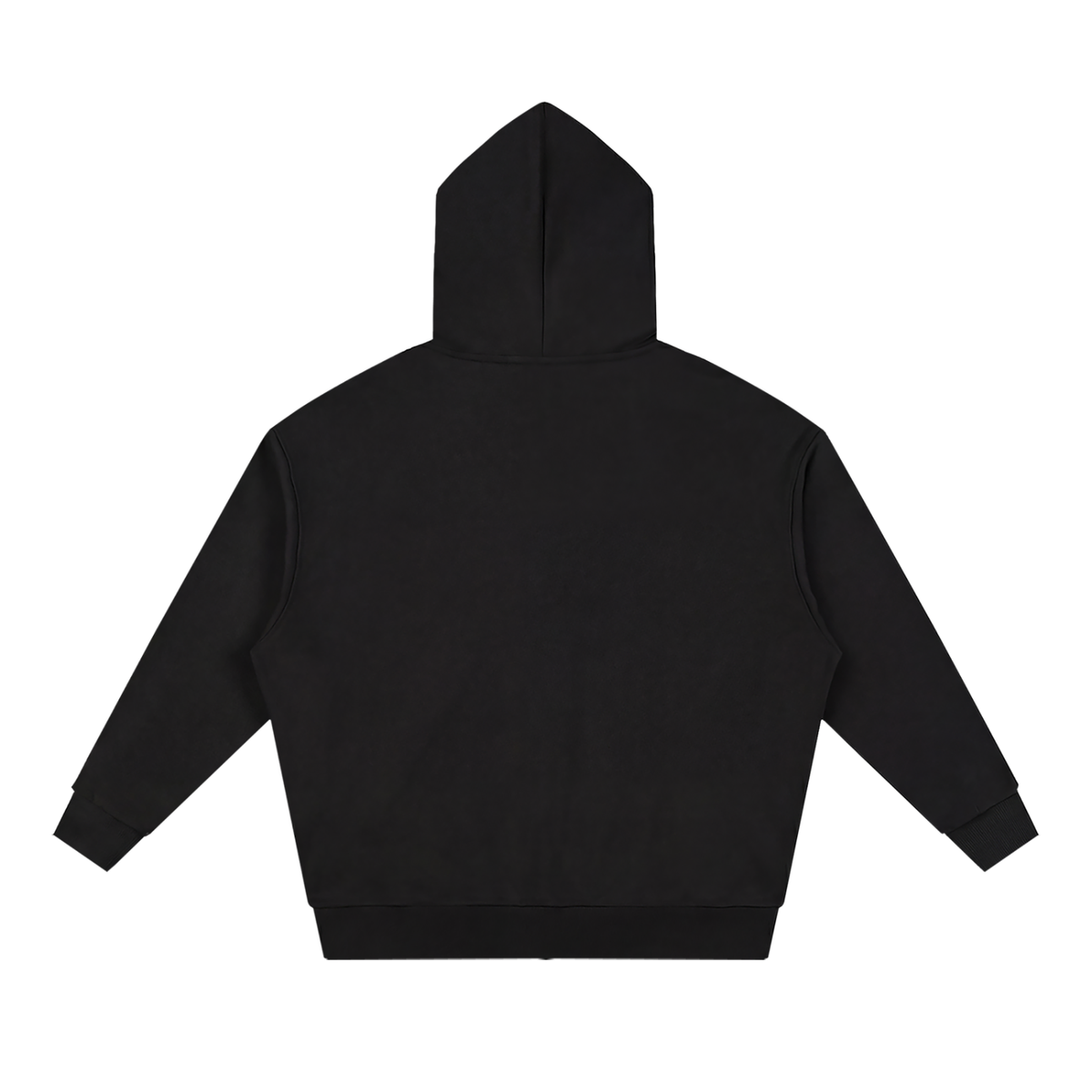 Unisex Loose Solid Full Zip Hoodie in black, alternate angle