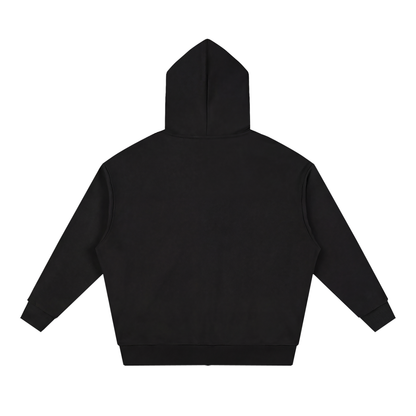 Unisex Loose Solid Full Zip Hoodie in black, alternate angle