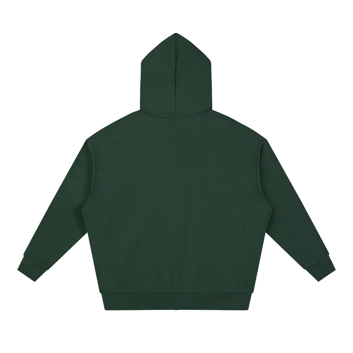 Unisex Loose Solid Full Zip Hoodie in blackish green, alternate angle