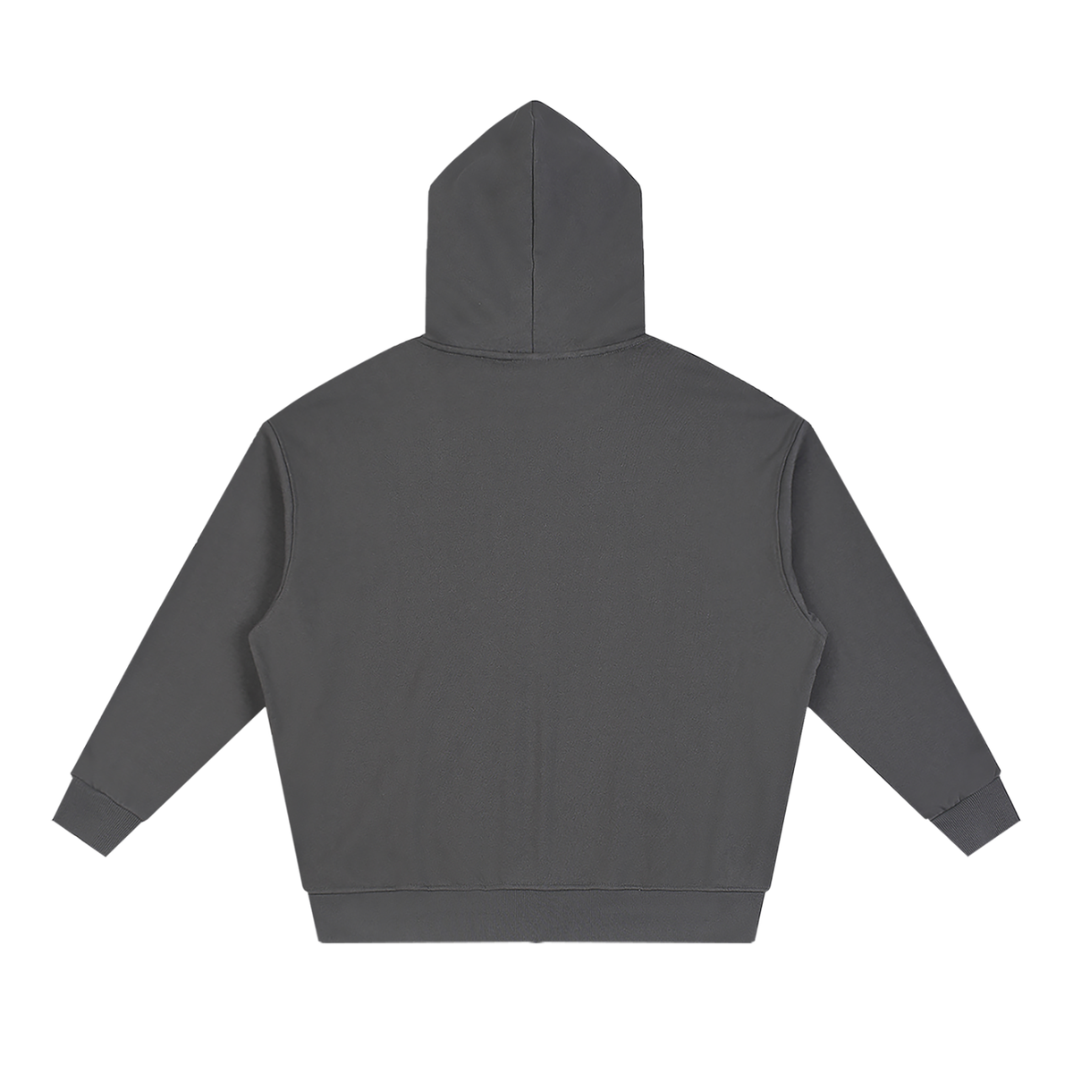 Unisex Loose Solid Full Zip Hoodie in dark gray, alternate angle