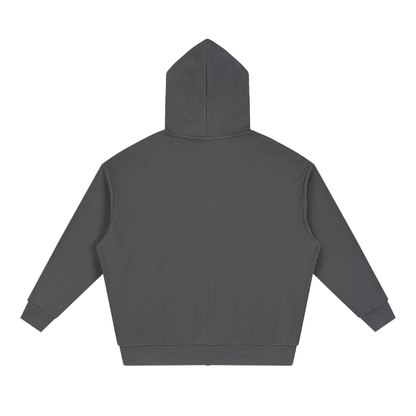 Unisex Loose Solid Full Zip Hoodie in dark gray, alternate angle