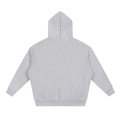 Unisex Loose Solid Full Zip Hoodie in flower gray, alternate angle
