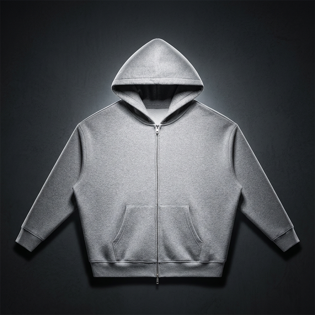 Unisex Loose Solid Full Zip Hoodie