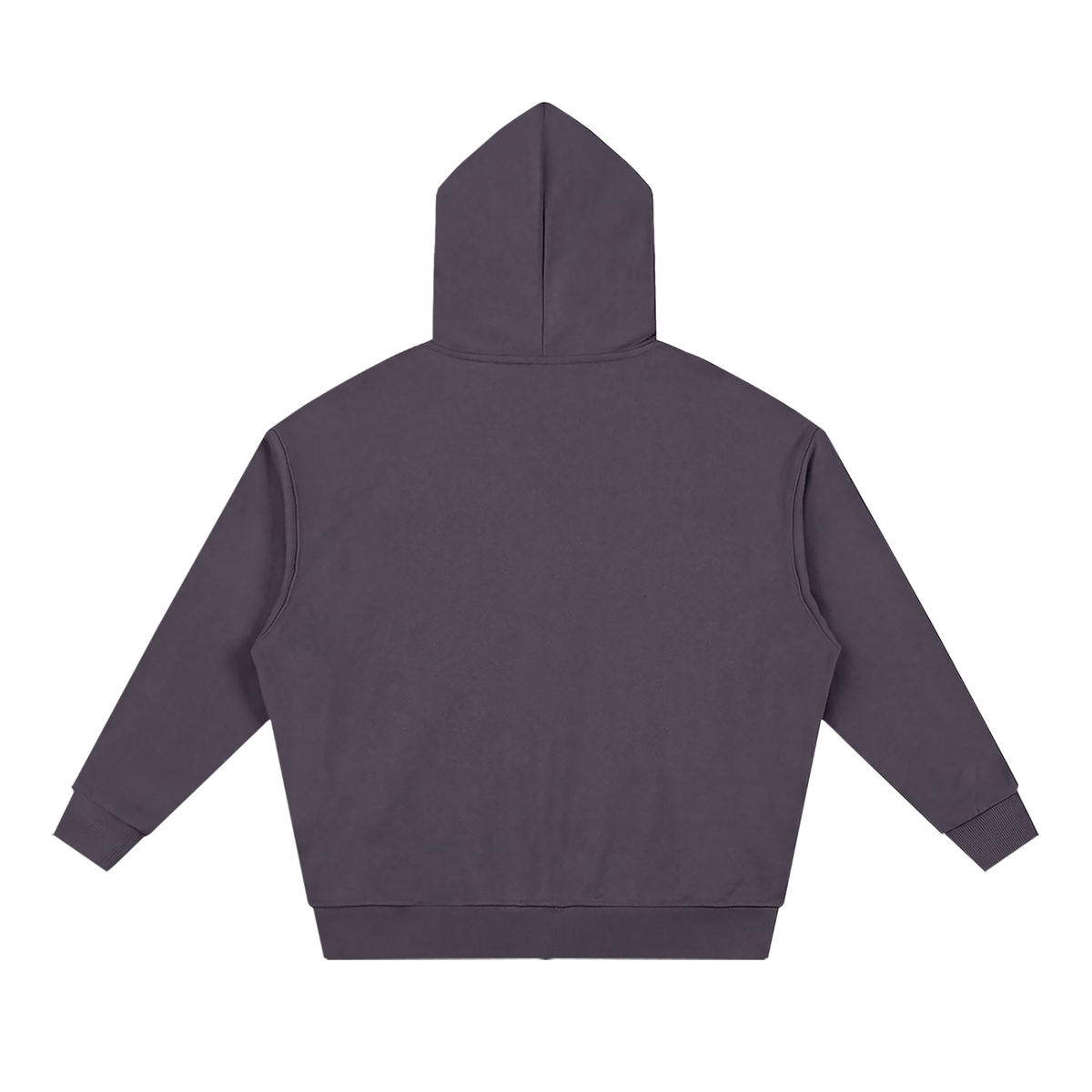 Unisex Loose Solid Full Zip Hoodie in plum purple, alternate angle