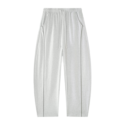 Unisex Mid-Rise Barrel Leg Sweatpants in flower gray