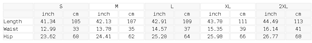 Size chart for the Unisex Mid-Rise Barrel Leg Sweatpants