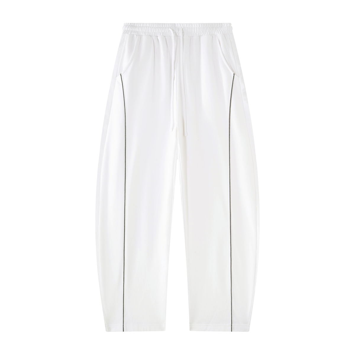 Unisex Mid-Rise Barrel Leg Sweatpants in white