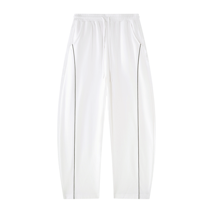 Unisex Mid-Rise Barrel Leg Sweatpants in white