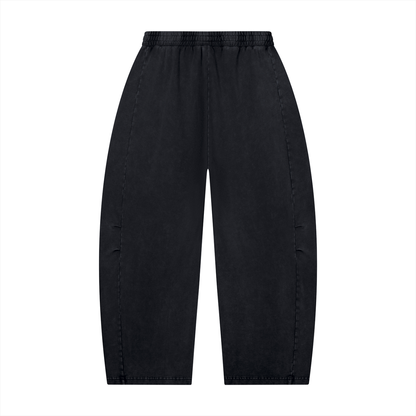 Unisex Mineral Wash Barrel Leg Pants in black, alternate angle