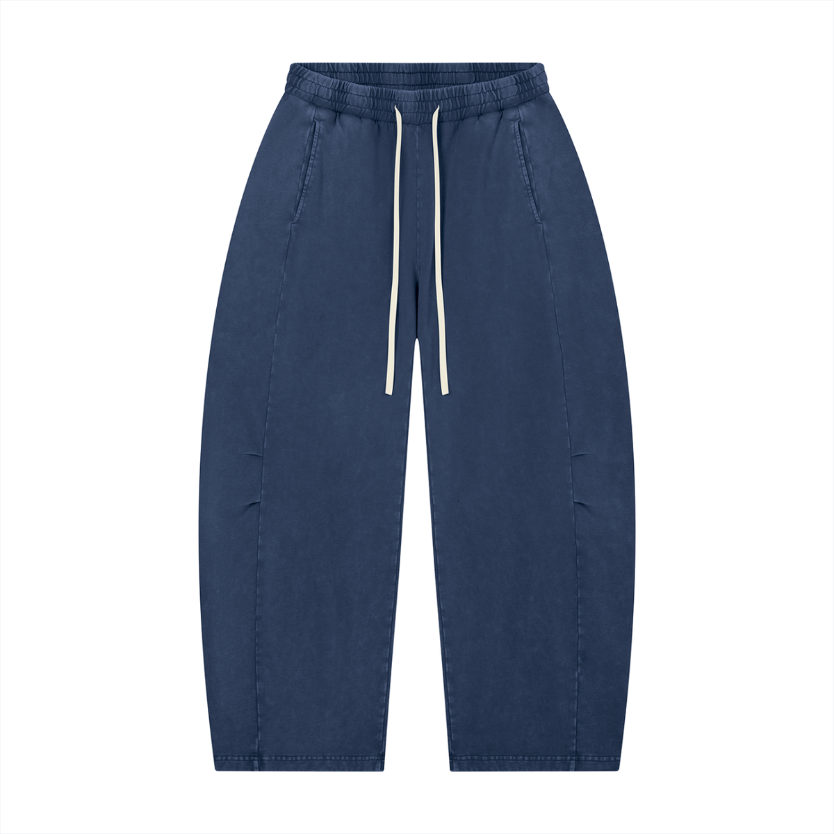 Unisex Mineral Wash Barrel Leg Pants in blue