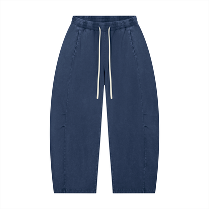 Unisex Mineral Wash Barrel Leg Pants in blue