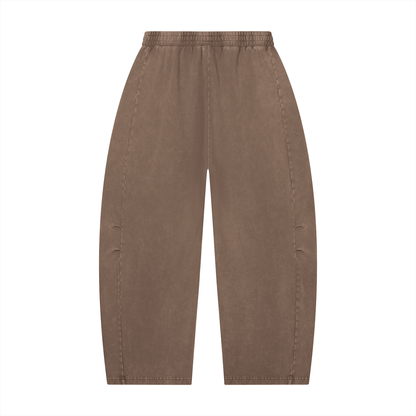 Unisex Mineral Wash Barrel Leg Pants in coffee, alternate angle
