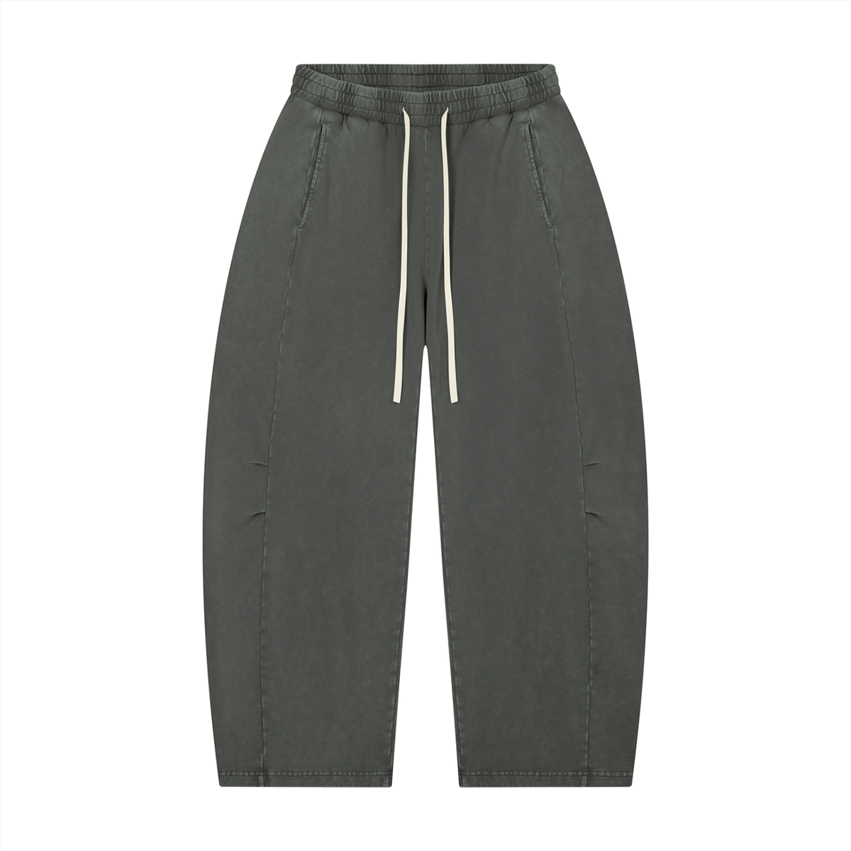 Unisex Mineral Wash Barrel Leg Pants in dark gray