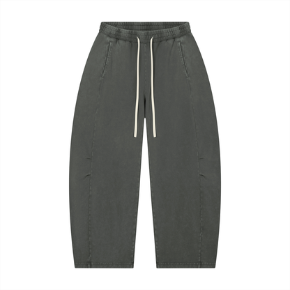 Unisex Mineral Wash Barrel Leg Pants in dark gray