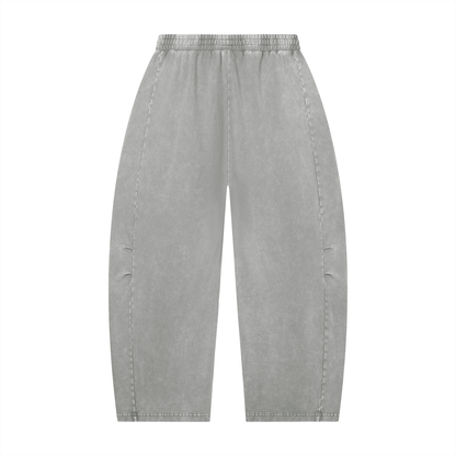 Unisex Mineral Wash Barrel Leg Pants in gray, alternate angle