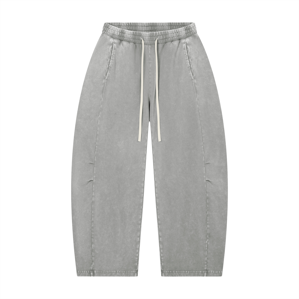 Unisex Mineral Wash Barrel Leg Pants in gray