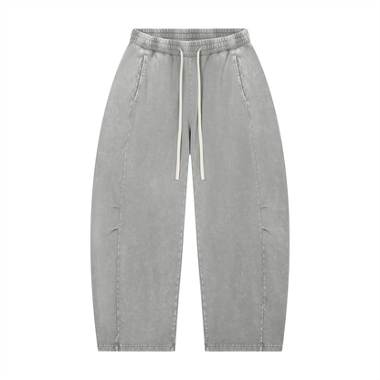 Unisex Mineral Wash Barrel Leg Pants in gray