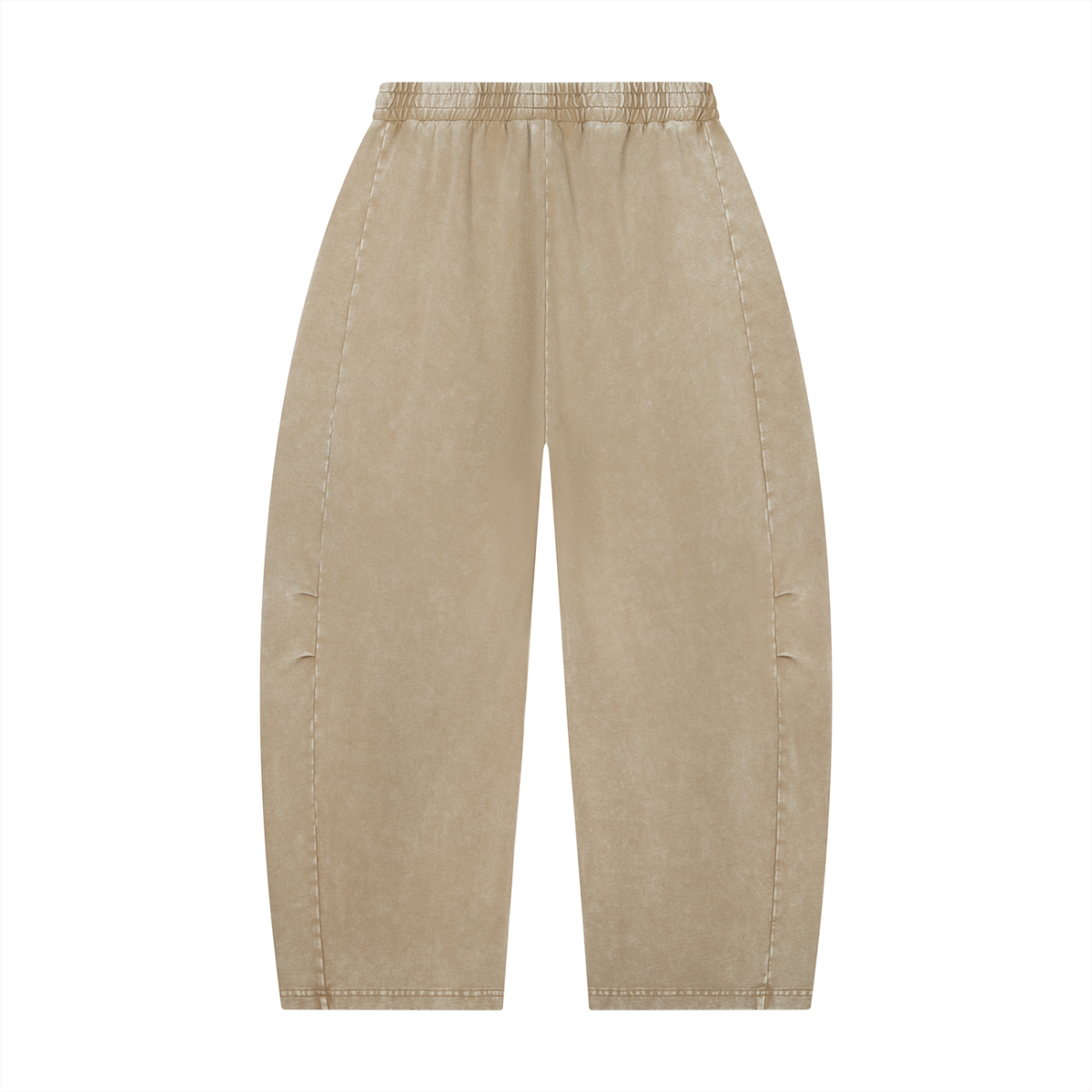 Unisex Mineral Wash Barrel Leg Pants in khaki, alternate angle
