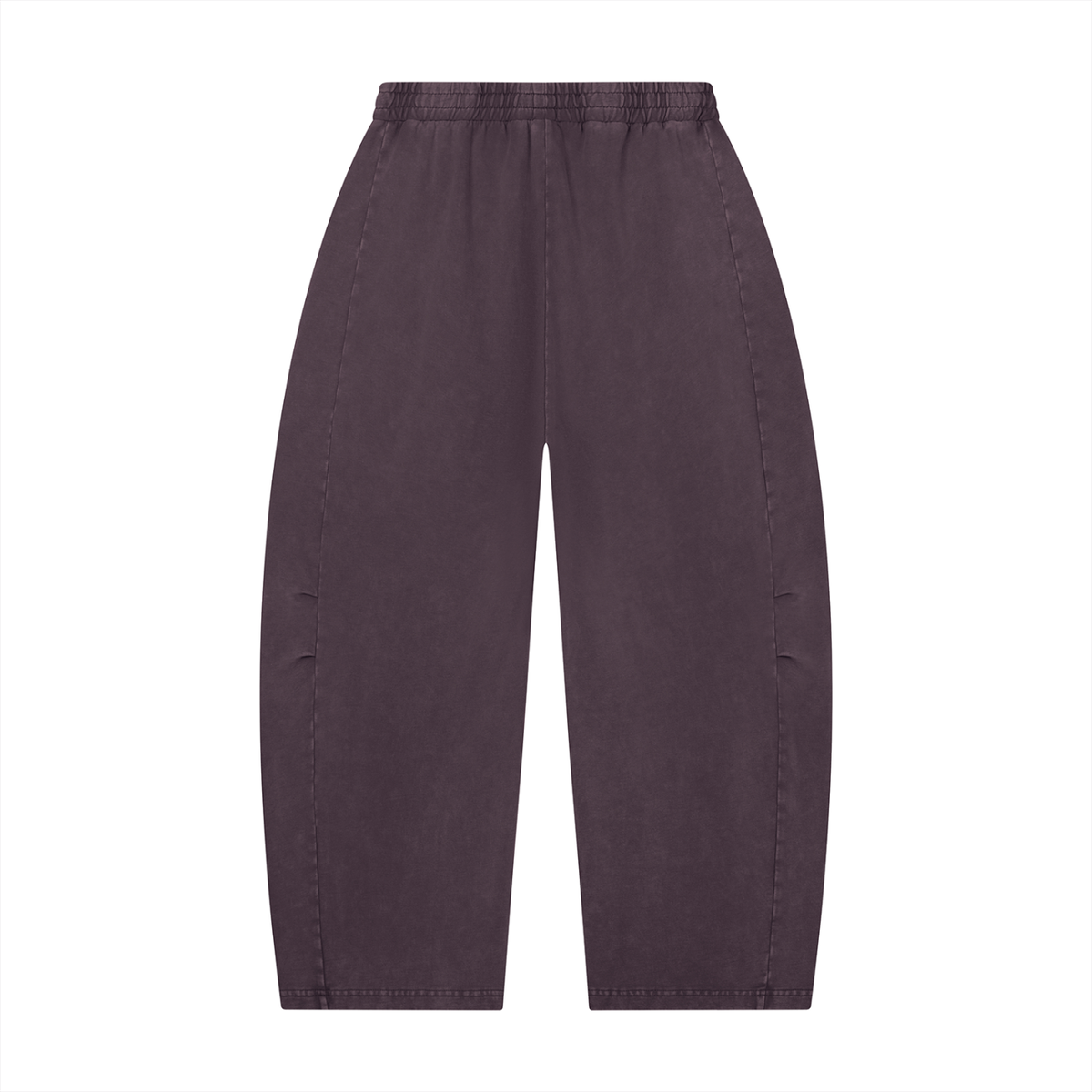 Unisex Mineral Wash Barrel Leg Pants in plum purple, alternate angle