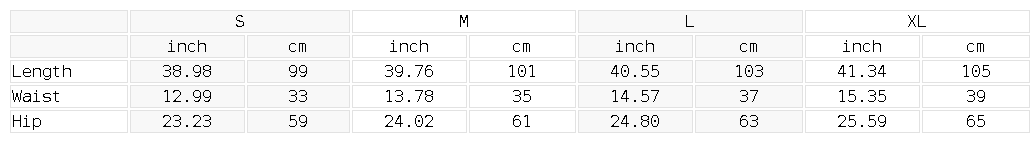 Size chart for the Unisex Mineral Wash Barrel Leg Pants
