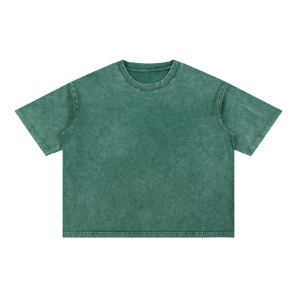 Unisex Mineral Wash Boxy Cotton T-Shirt in blackish green