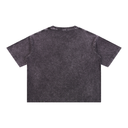 Unisex Mineral Wash Boxy Cotton T-Shirt in dark gray, alternate angle