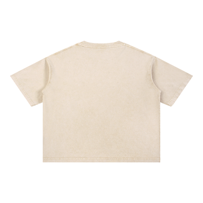 Unisex Mineral Wash Boxy Cotton T-Shirt in light apricot, alternate angle