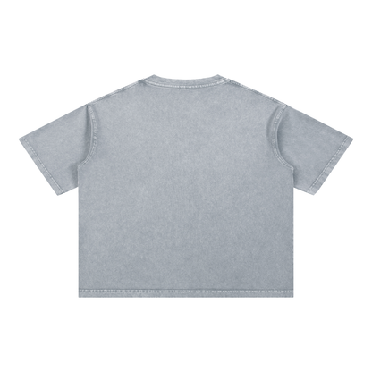 Unisex Mineral Wash Boxy Cotton T-Shirt in light gray, alternate angle