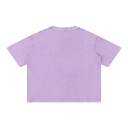 Unisex Mineral Wash Boxy Cotton T-Shirt in purple, alternate angle