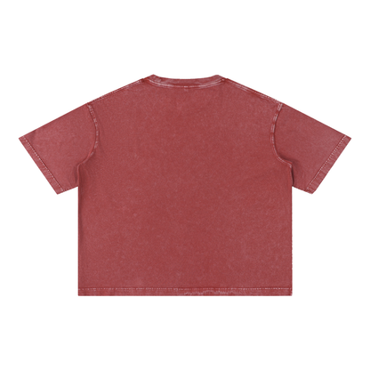 Unisex Mineral Wash Boxy Cotton T-Shirt in red, alternate angle