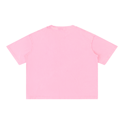 Unisex Mineral Wash Boxy Cotton T-Shirt in rose pink, alternate angle