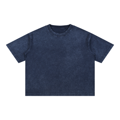 Unisex Mineral Wash Boxy Cotton T-Shirt in royal blue