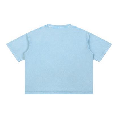 Unisex Mineral Wash Boxy Cotton T-Shirt in sky blue, alternate angle