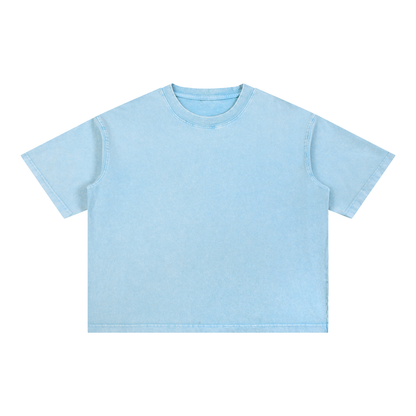 Unisex Mineral Wash Boxy Cotton T-Shirt in sky blue