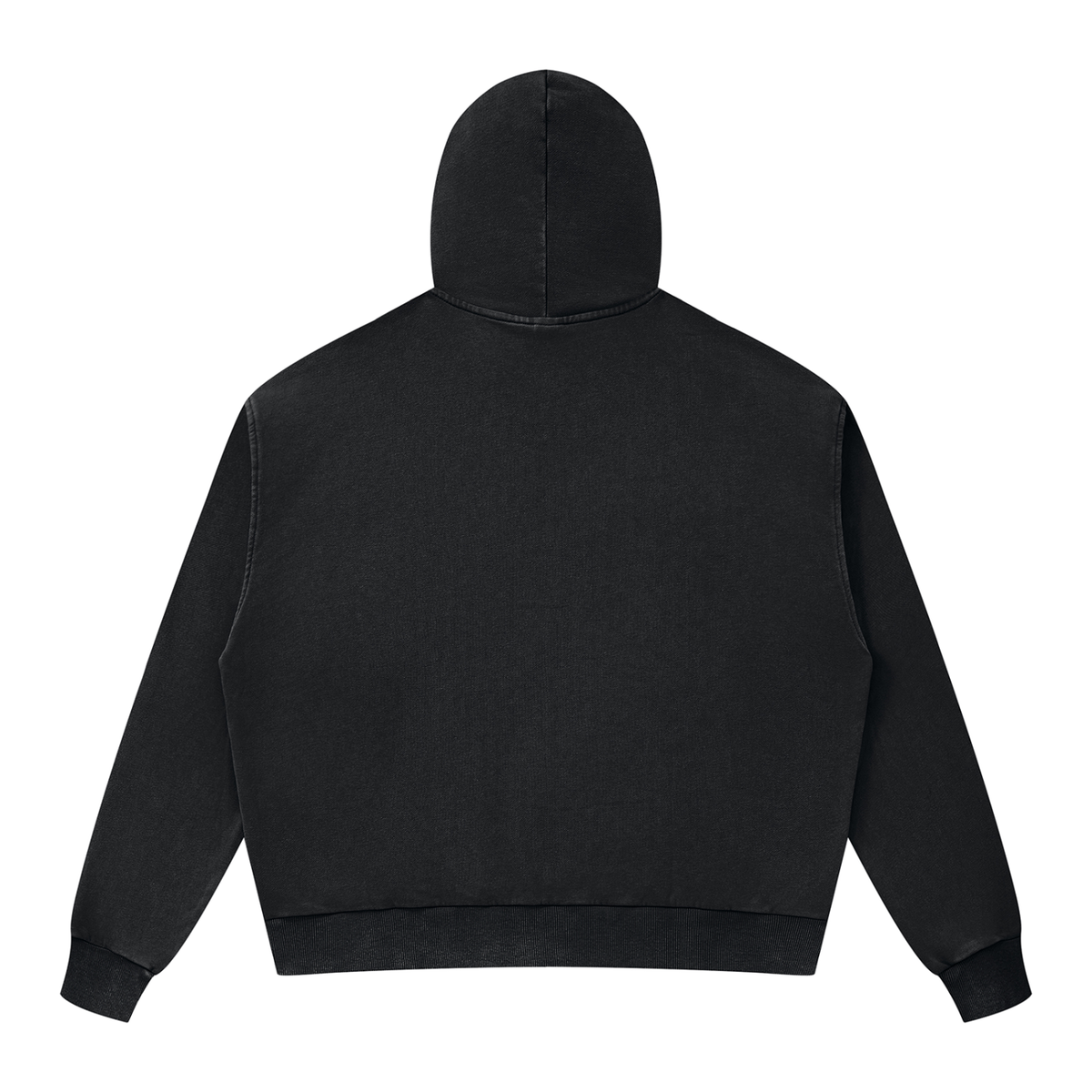 Unisex Mineral Wash Boxy Full Zip Hoodie in black, alternate angle