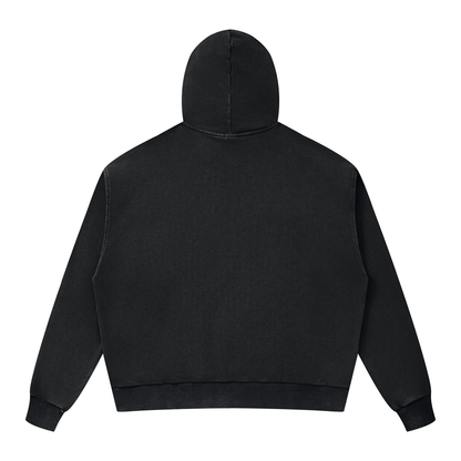Unisex Mineral Wash Boxy Full Zip Hoodie in black, alternate angle