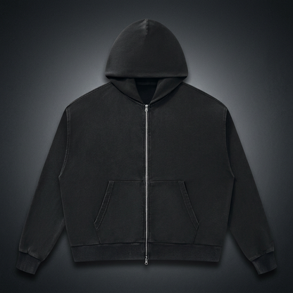 Unisex Mineral Wash Boxy Full Zip Hoodie