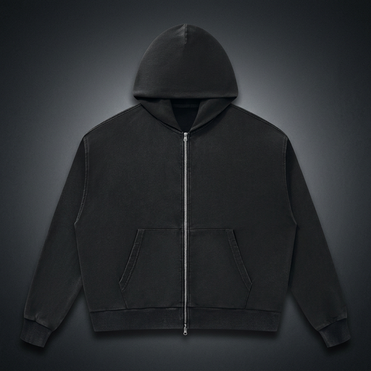 Unisex Mineral Wash Boxy Full Zip Hoodie
