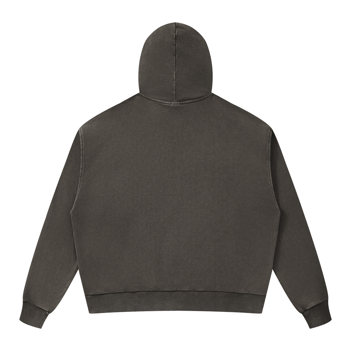 Unisex Mineral Wash Boxy Full Zip Hoodie in coffee, alternate angle