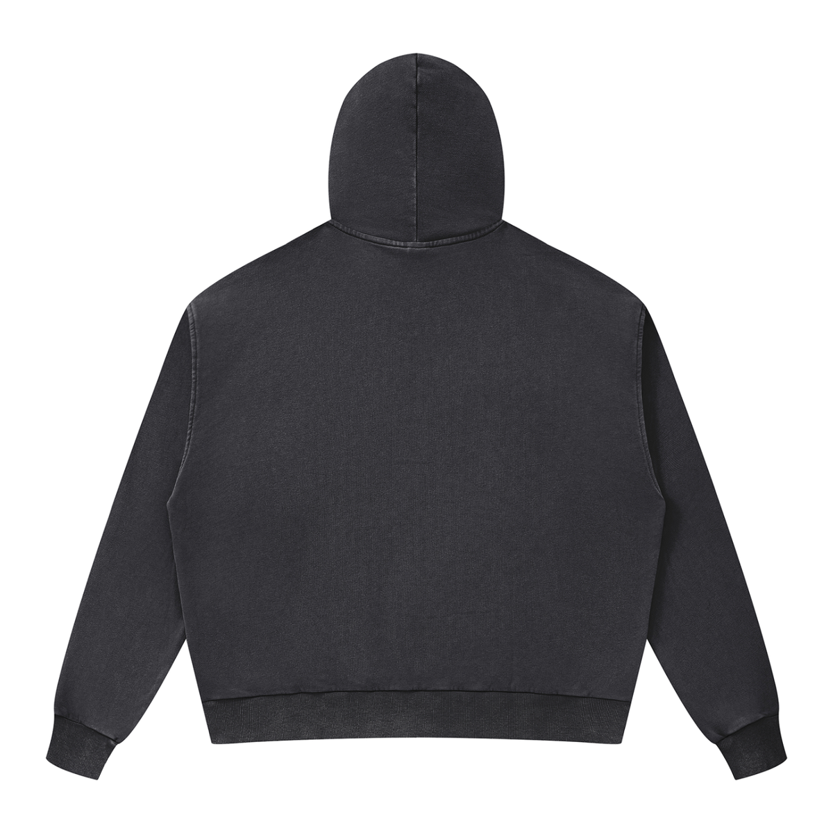 Unisex Mineral Wash Boxy Full Zip Hoodie in dark gray, alternate angle