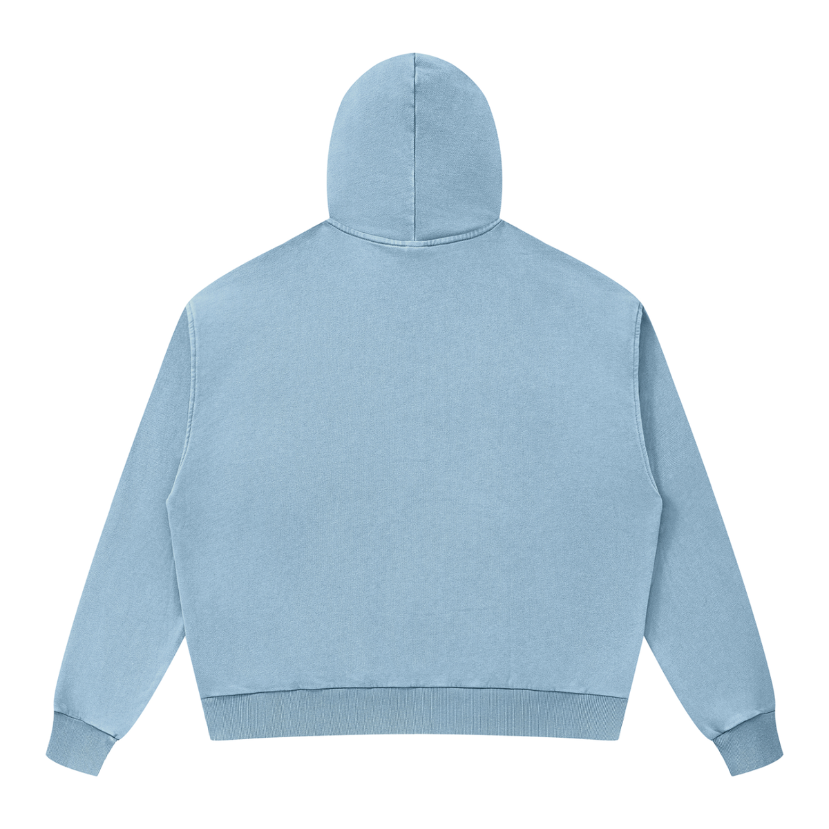 Unisex Mineral Wash Boxy Full Zip Hoodie in haze blue, alternate angle